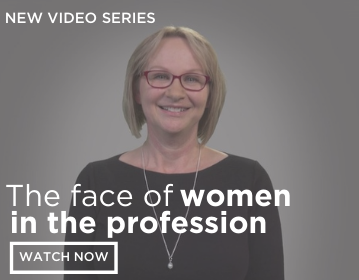 Headshot of video, text reads face of women in the profession
