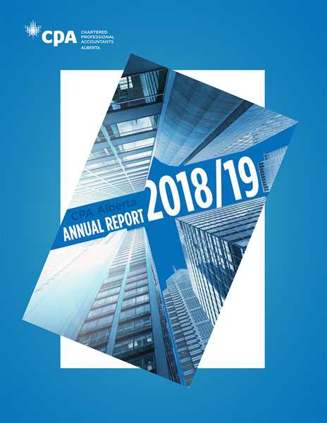 Front cover of the CPA Alberta annual report from 2018-2019