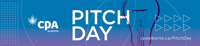 Blue and Purple gradient with Pitch Day event logo