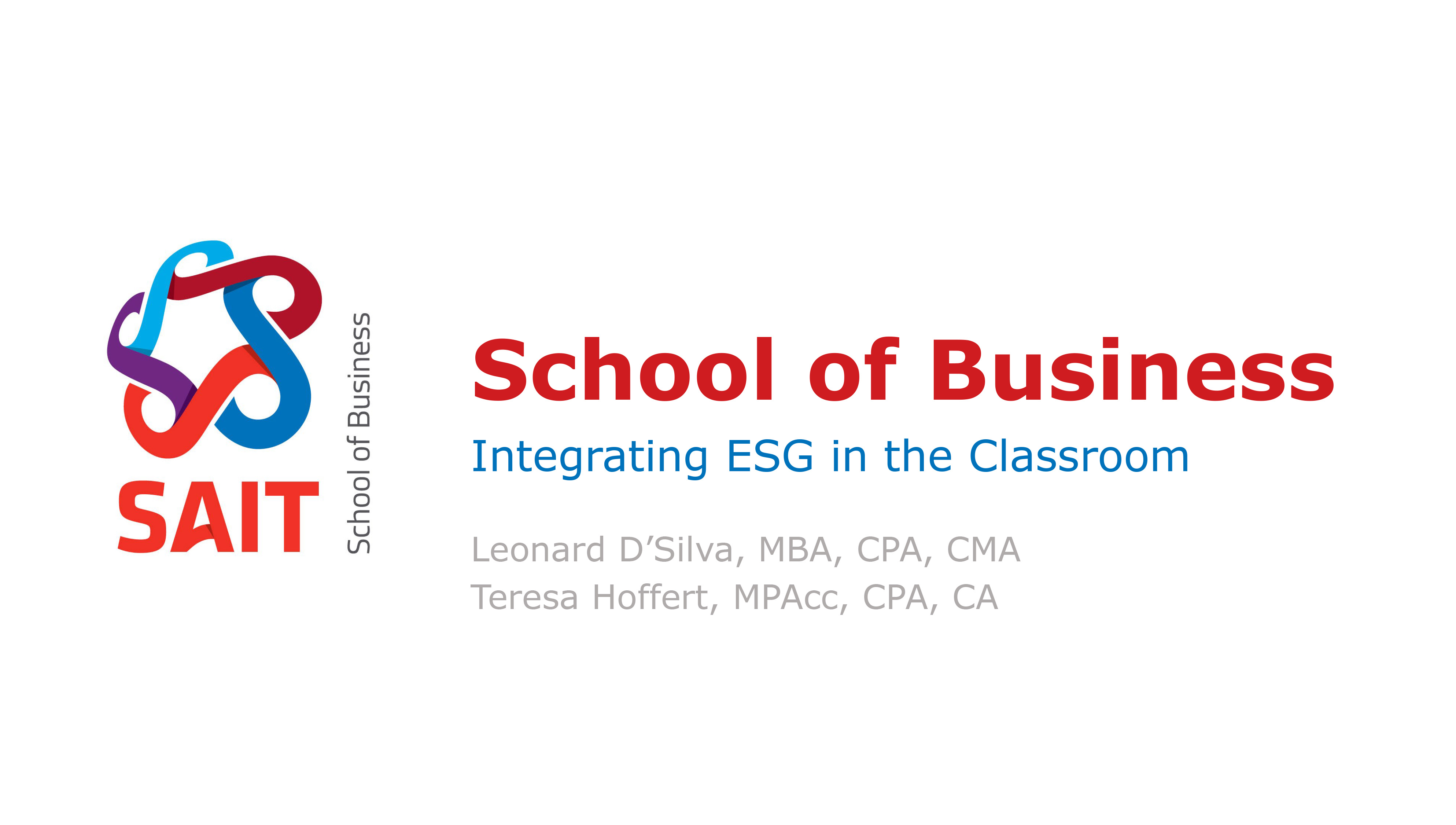 SAIT integrating ESG presentation