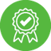 Green ribbon with tick mark