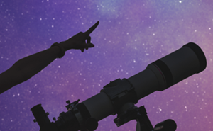 Person pointing at stars