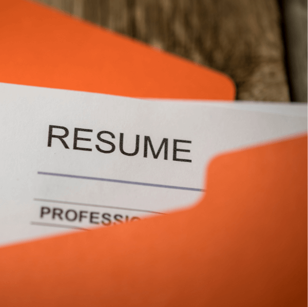 Resume in orange folder