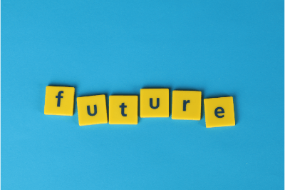 Word future in yellow blocks with blue background to represent future ready resources for CPAs