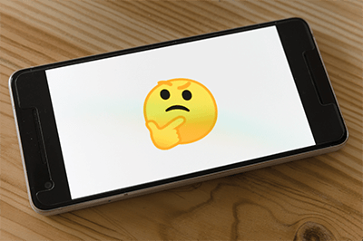 Thinking emoticon on mobile phone to represent social intelligence
